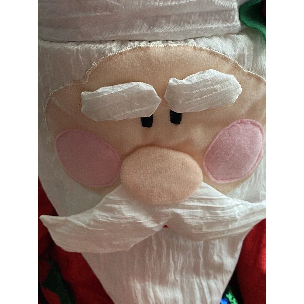 Santa Claus Plush Decor Nylon Parachute Fabric Large Christmas Vtg.